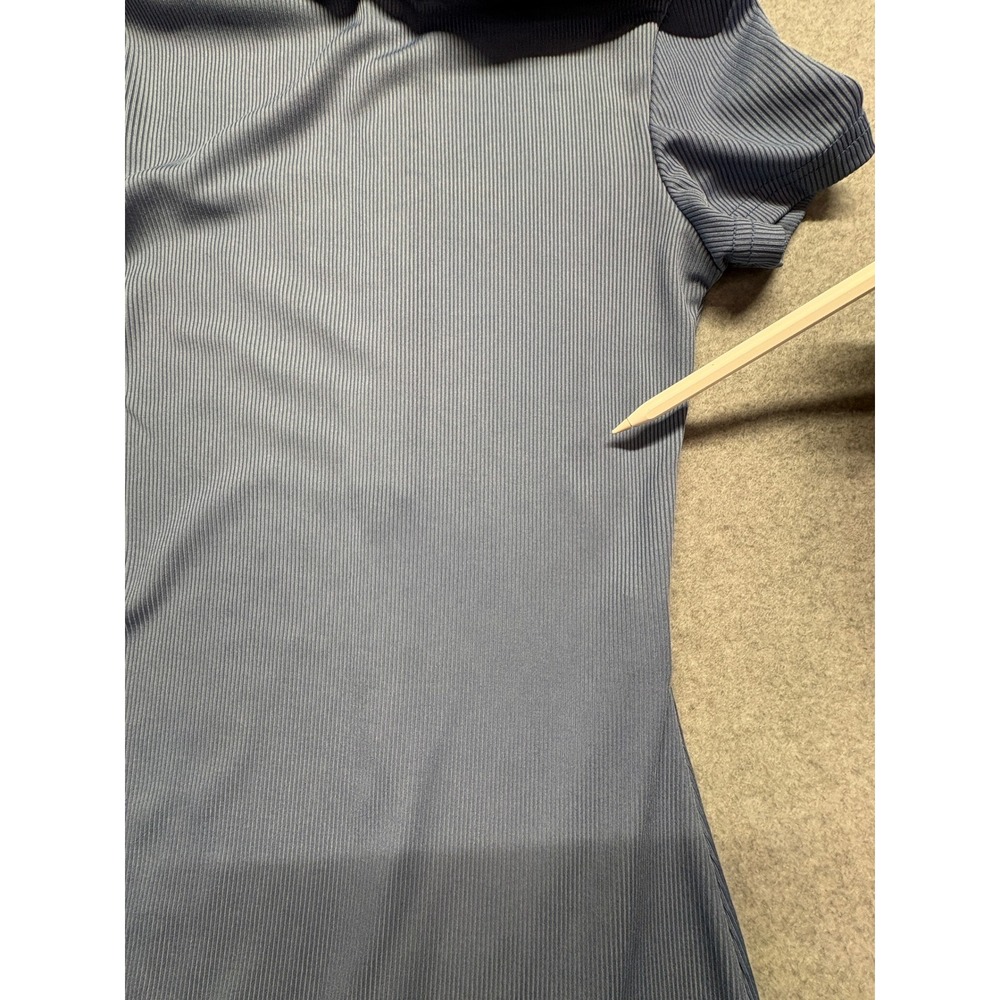 Ribbed Mock Neck Short Sleeve Romper Dusty Blue XS Athleisure Bodycon Jumpsuit - Picture 11 of 14